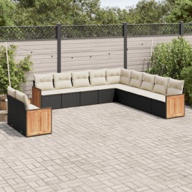 11-teiliges Gartensofa-Set und schwarze synthetische Rattankissen von , Gartensets - Ref: Foro24-3227806, Preis: 725,44 €, Ra...