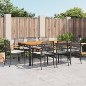 9-piece garden dining set and black synthetic rattan cushions by , Garden sets - Ref: Foro24-3213565, Price: 646,99 €, Discou...