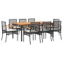 Set de comedor de jardín 9 pzas y cojines ratán sintético negro de , Conjuntos de jardín - Ref: Foro24-3213565, Precio: 646,0...