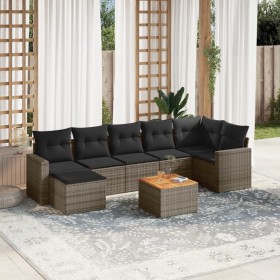 8-teiliges Gartensofa-Set und graue synthetische Rattankissen von , Modulare Sofas für den Außenbereich - Ref: Foro24-3224233...