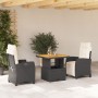 3-teilige Garten-Essgruppe mit schwarzen Kissen aus synthetischem Rattan von , Gartensets - Ref: Foro24-3277375, Preis: 325,3...