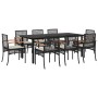 Set de comedor de jardín 9 pzas y cojines ratán sintético negro de , Conjuntos de jardín - Ref: Foro24-3213609, Precio: 666,9...