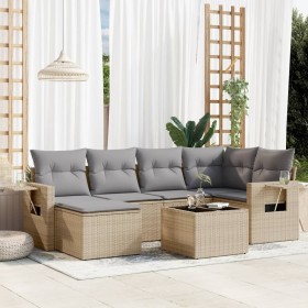 7-teiliges Gartensofa-Set und beigefarbene synthetische Rattankissen von , Gartensets - Ref: Foro24-3220468, Preis: 479,17 €,...