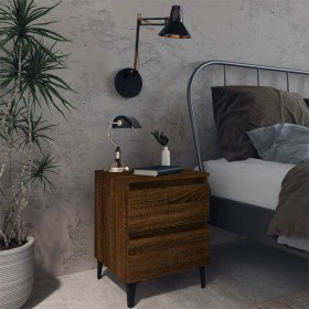 Bedside table with brown oak metal legs 40x35x50 cm by vidaXL, Nightstands - Ref: Foro24-813132, Price: 42,81 €, Discount: %