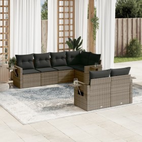 7-piece garden sofa set with gray PE rattan cushions by , Garden sets - Ref: Foro24-3220409, Price: 549,42 €, Discount: %