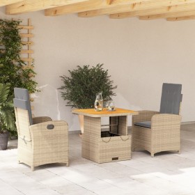 3-teilige Garten-Essgruppe mit beigen Kissen aus synthetischem Rattan von , Gartensets - Ref: Foro24-3277361, Preis: 402,54 €...