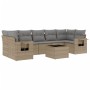 Gartensofa-Set mit beigen Kissen 8 Stück PE-Rattan von , Gartensets - Ref: Foro24-3219938, Preis: 578,36 €, Rabatt: %