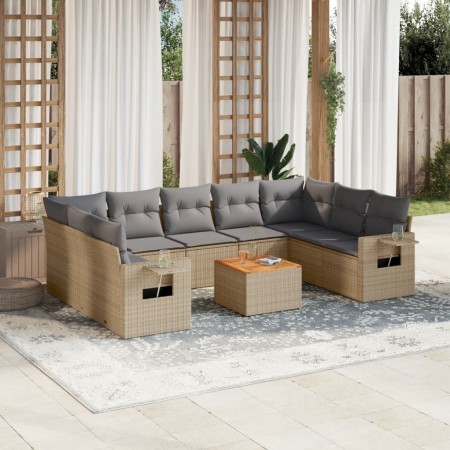 Garden sofa set with beige cushions 10 pieces synthetic rattan by , Modular outdoor sofas - Ref: Foro24-3224708, Price: 655,3...