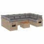 Gartensofa-Set mit beigen Kissen, 10-teilig, synthetisches Rattan von , Modulare Sofas für den Außenbereich - Ref: Foro24-322...