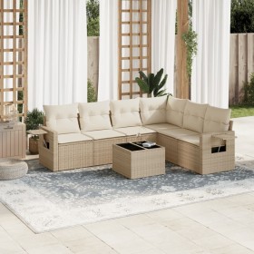 7-teiliges Gartensofa-Set und beigefarbene synthetische Rattankissen von , Gartensets - Ref: Foro24-3220217, Preis: 535,45 €,...