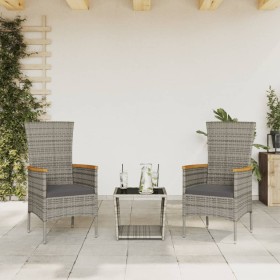 3-teilige Garten-Essgruppe mit grauen synthetischen Rattankissen von , Gartensets - Ref: Foro24-3277562, Preis: 186,09 €, Rab...