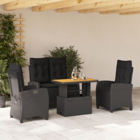 4-teilige Garten-Essgruppe mit schwarzen synthetischen Rattankissen von , Gartensets - Ref: Foro24-3277396, Preis: 575,88 €, ...