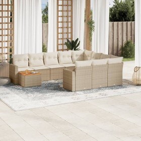 Set de sofás de jardín 11pzas con cojines ratán sintético beige de , Sofás modulares de exterior - Ref: Foro24-3224308, Preci...