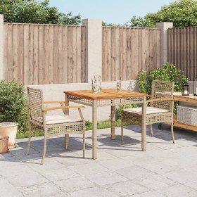 3-teilige Garten-Essgruppe mit beigen Kissen aus synthetischem Rattan von , Gartensets - Ref: Foro24-3213578, Preis: 256,24 €...