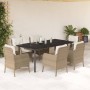 Set comedor de jardín 7 pzas con cojines ratán sintético beige de , Conjuntos de jardín - Ref: Foro24-3211974, Precio: 850,99...