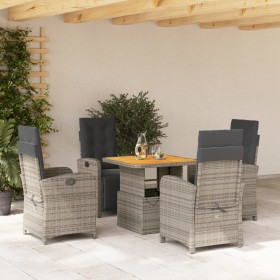 5-teiliges Garten-Essset mit grauen Kissen aus synthetischem Rattan von , Gartensets - Ref: Foro24-3277340, Preis: 714,35 €, ...