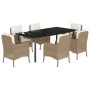 Set comedor de jardín 7 pzas con cojines ratán sintético beige de , Conjuntos de jardín - Ref: Foro24-3211974, Precio: 852,32...