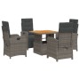 Set comedor de jardín 5 piezas con cojines ratán sintético gris de , Conjuntos de jardín - Ref: Foro24-3277340, Precio: 718,8...