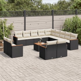 14-teiliges Gartensofa-Set mit schwarzen synthetischen Rattankissen von , Gartensets - Ref: Foro24-3226532, Preis: 887,40 €, ...