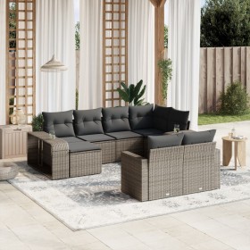 10-teiliges Gartensofa-Set mit grauen synthetischen Rattankissen von , Gartensets - Ref: Foro24-3228900, Preis: 583,69 €, Rab...