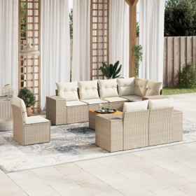 9-teiliges Gartensofa-Set mit beigen synthetischen Rattankissen von , Gartensets - Ref: Foro24-3257871, Preis: 751,99 €, Raba...