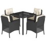 Set de muebles jardín 5 pzas con cojines ratán sintético negro de , Conjuntos de jardín - Ref: Foro24-3211843, Precio: 432,50...