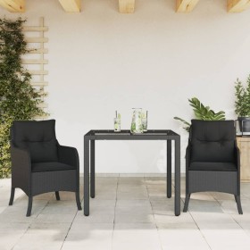 3-piece garden dining set with black synthetic rattan cushions by , Garden sets - Ref: Foro24-3211848, Price: 269,55 €, Disco...