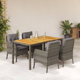 5-teiliges Garten-Essset mit grauen synthetischen Rattankissen von , Gartensets - Ref: Foro24-3211874, Preis: 578,78 €, Rabat...