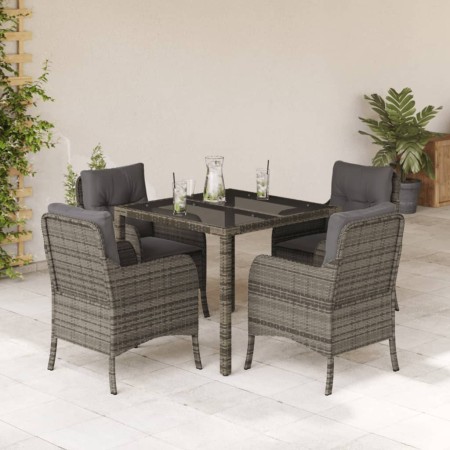 Set comedor de jardín 5 piezas con cojines ratán sintético gris de , Conjuntos de jardín - Ref: Foro24-3211855, Precio: 499,9...