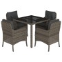 Set comedor de jardín 5 piezas con cojines ratán sintético gris de , Conjuntos de jardín - Ref: Foro24-3211855, Precio: 504,2...