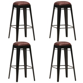 Kitchen stools 4 units black genuine leather by vidaXL, Kitchen stools - Ref: Foro24-286128, Price: 224,99 €, Discount: %