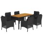 Set de comedor de jardín 7 pzas y cojines ratán sintético negro de , Conjuntos de jardín - Ref: Foro24-3211869, Precio: 693,1...