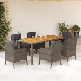 Garden dining set 7 pieces and gray synthetic rattan cushions by , Garden sets - Ref: Foro24-3211876, Price: 754,14 €, Discou...