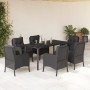 Set de comedor de jardín 7 pzas y cojines ratán sintético negro de , Conjuntos de jardín - Ref: Foro24-3211931, Precio: 700,9...