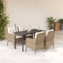 Set comedor de jardín 5 pzas con cojines ratán sintético beige de , Conjuntos de jardín - Ref: Foro24-3211971, Precio: 540,29...