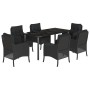 Set de comedor de jardín 7 pzas y cojines ratán sintético negro de , Conjuntos de jardín - Ref: Foro24-3211931, Precio: 700,9...