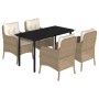 Set comedor de jardín 5 pzas con cojines ratán sintético beige de , Conjuntos de jardín - Ref: Foro24-3211971, Precio: 540,29...