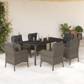 Garden dining set 7 pieces and gray synthetic rattan cushions by , Garden sets - Ref: Foro24-3211959, Price: 800,99 €, Discou...