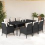 Set de comedor de jardín 9 pzas y cojines ratán sintético negro de , Conjuntos de jardín - Ref: Foro24-3211919, Precio: 895,2...