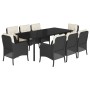 Set de comedor de jardín 9 pzas y cojines ratán sintético negro de , Conjuntos de jardín - Ref: Foro24-3211919, Precio: 895,2...