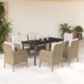 7-teiliges Garten-Esszimmer-Set mit Kissen synthetisches Rattan beige von , Gartensets - Ref: Foro24-3211973, Preis: 811,99 €...