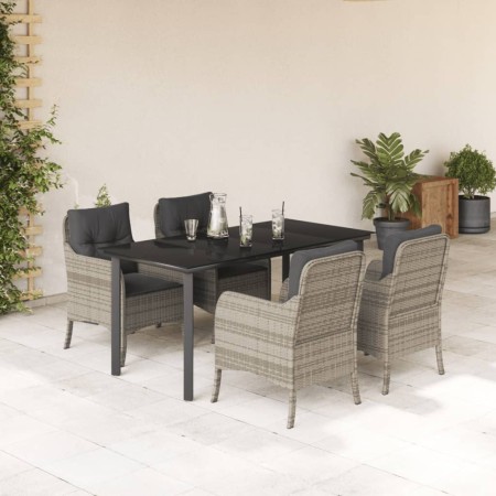 5 Stück Garten Esszimmer Set Kissen synthetisches Rattan hellgrau von , Gartensets - Ref: Foro24-3212000, Preis: 585,02 €, Ra...