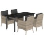 Garden dining set 5 pieces with light gray synthetic rattan cushions by , Garden sets - Ref: Foro24-3212000, Price: 585,02 €,...