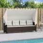 Sonnenliege mit Stoffverdeck und Kissen braunes synthetisches Rattan von , Liegen - Ref: Foro24-368336, Preis: 248,87 €, Raba...