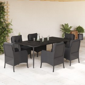 7-teiliges Garten-Esszimmerset und Kissen synthetisches Rattan schwarz von , Gartensets - Ref: Foro24-3211925, Preis: 743,41 ...