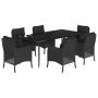 Set de comedor de jardín 7 pzas y cojines ratán sintético negro de , Conjuntos de jardín - Ref: Foro24-3211925, Precio: 743,4...