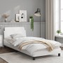 Estructura de cama con cabecero cuero sintético blanco 90x200cm de , Camas y somieres - Ref: Foro24-373119, Precio: 115,88 €,...