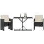 Small table and chairs with 3 black synthetic rattan cushions. by , Garden sets - Ref: Foro24-365062, Price: 158,16 €, Discou...