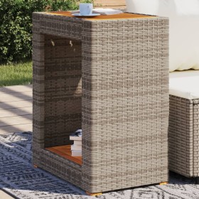 Garden side table with gray PE rattan wood top, measuring 60x40x75 cm. by , Garden tables - Ref: Foro24-366304, Price: 83,85 ...