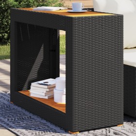 Garden side table with black PE rattan wood top, 100x40x75 cm. by , Garden tables - Ref: Foro24-366306, Price: 109,70 €, Disc...